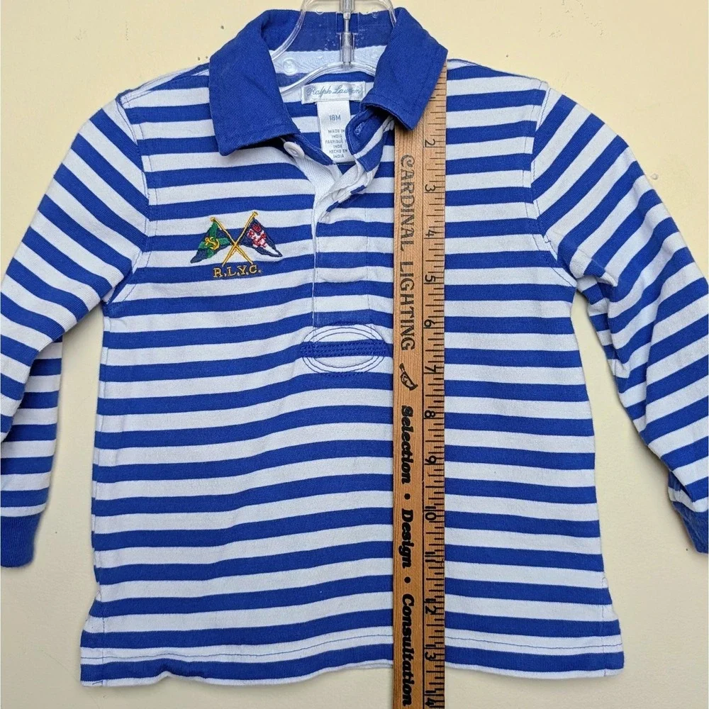 Polo Ralph Lauren Yacht Club Striped Rugby Shirt Pony Logo Size 18 Months